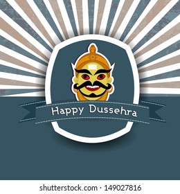 Illustration of Ravan face on vintage background for Indian festival Dussehra celebration. 