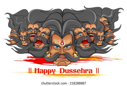 illustration of Ravan with ten heads for Dussehra