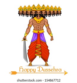 illustration of Ravana with ten heads for Dussehra