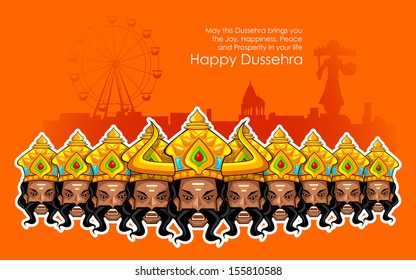 illustration of Ravana with ten heads for Dussehra Holiday