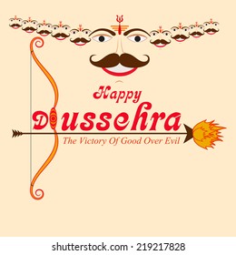Illustration Of Ravana with ten heads For Indian Festival Happy Dussehra