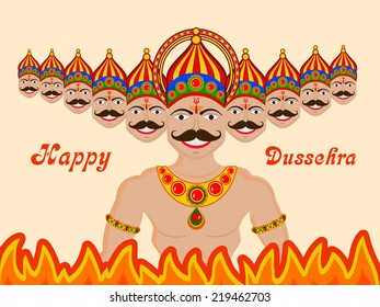 Illustration of Ravana with ten heads For Indian Festival Happy Dussehra