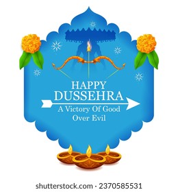 illustration of Ravana with ten heads for Navratri festival of India poster for Dussehra