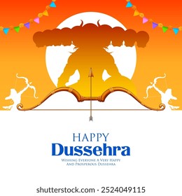 illustration of Ravana with ten heads for Navratri festival of India poster for Dussehra