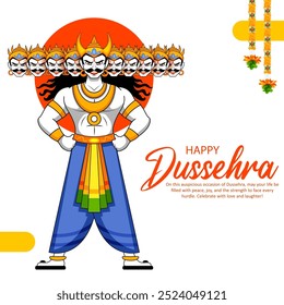 Ilustración de Ravana con diez cabezas para el festival Navratri de India cartel para Dussehra