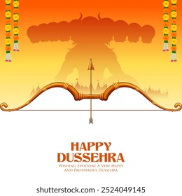 illustration of Ravana with ten heads for Navratri festival of India poster for Dussehra