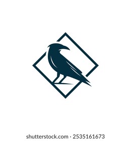 illustration of raven animal logo 