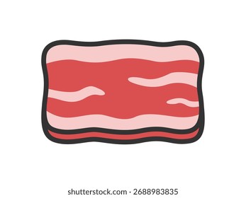 Ilustração de um ícone de fatia de carne crua (desenho de linha de cor).