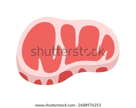 Illustration of raw, beef steak meat icon.