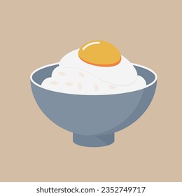 Illustration of raw egg rice.