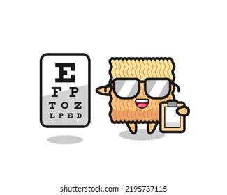 Illustration of raw instant noodle mascot as an ophthalmology , cute style design for t shirt, sticker, logo element