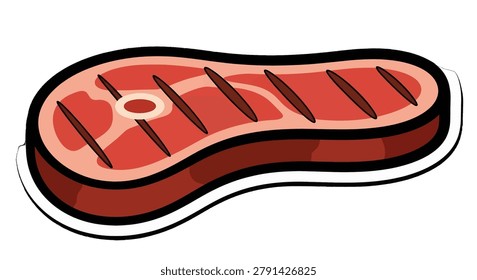 Illustration of a raw steak meat cut