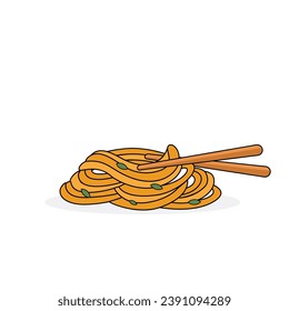 illustration of raw yellow noodles for clipart, web and restaurant icons