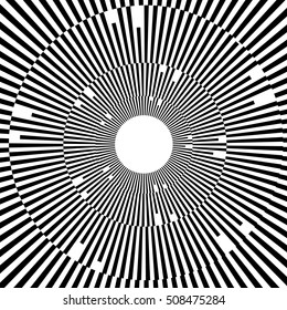 Illustration with rays, beams, radial - radiating lines. Abstract circular pattern