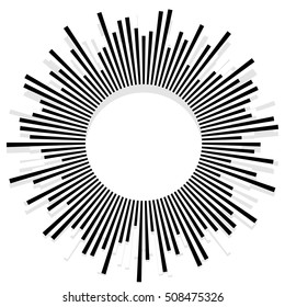 Illustration with rays, beams, radial - radiating lines. Abstract circular pattern
