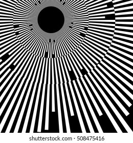 Illustration with rays, beams, radial - radiating lines. Abstract circular pattern