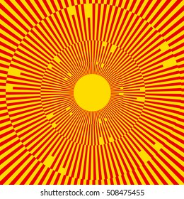Illustration with rays, beams, radial - radiating lines. Abstract circular pattern