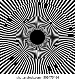 Illustration with rays, beams, radial - radiating lines. Abstract circular pattern