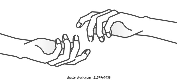 Illustration of reaching out a hand. Vector image of helping each other.