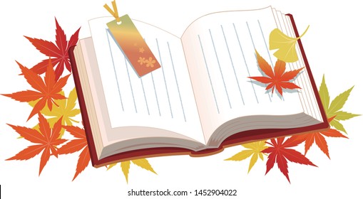 Illustration of reading in autumn