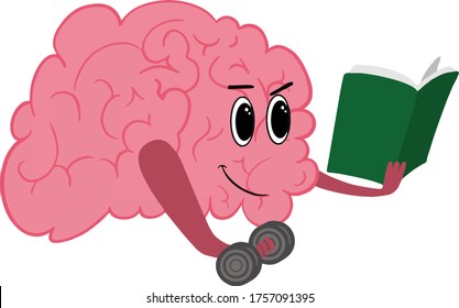 illustration of reading brain with book in vector