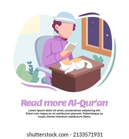 illustration of reading the Quran more in the month of Ramadan