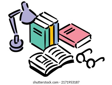 Illustration of reading and studying. Isometric illustration.