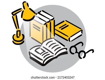 Illustration of reading and studying. Isometric illustration.