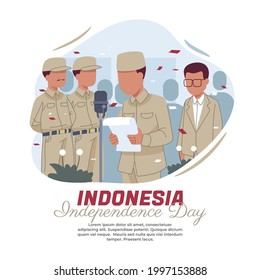 Illustration Of Reading The Text Of The Proclamation Of Indonesian Independence