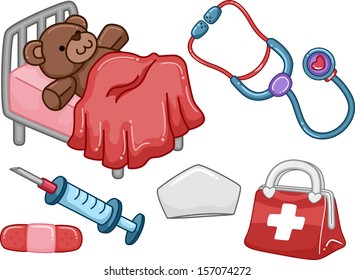 Illustration of Ready to Print Elements with a Medical Theme