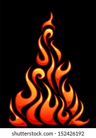 Illustration of Ready to Print Flame Stickers or Tattoo Designs