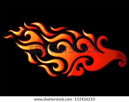 Illustration Of Ready To Print Flame Stickers Or Tattoo Designs ...