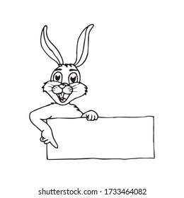 Illustration of a ready to print label featuring a cute rabbit. Vector illustration art. Hand drawn animals.