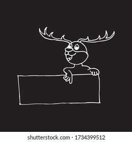 Illustration of a ready to print label featuring a cute deer. Vector illustration art. Hand drawn animals.