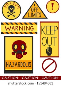 Illustration of Ready to Print Labels Containing Different Warnings