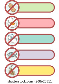 Illustration of Ready to Print Labels Featuring Common Allergies