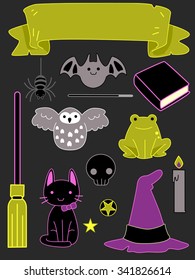 Illustration of Ready to Print Stickers with a Halloween Theme