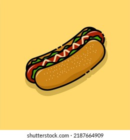 illustration of ready-to-eat delicious food is hotdog