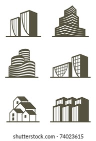 An illustration of real estate building icons