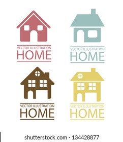 Illustration of real estate icon, conceptual icon with house, vector illustration