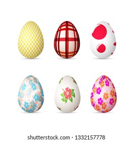 Illustration of Realistic 3D Easter Egg Set. Happy Easter Painted Egg Set Isolated on White Background