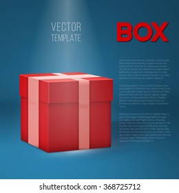 Illustration of Realistic 3D Vector Present Gift Box on Stage Light. Birthday Vector EPS10 Gift Package Box