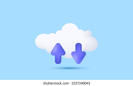 illustration realistic abstract 3d cute clouds arrow concept isolated on background.Realistic vector illustration.