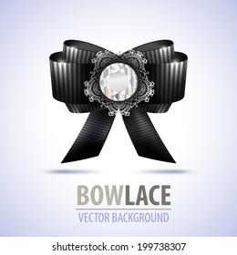 Illustration of realistic black bow with pattern