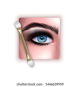 Illustration With Realistic Blue Eye And Smokey Eyes Makeup, Vector EPS 10 Illustration