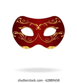 Illustration of realistic carnival or theater mask isolated on white background - vector