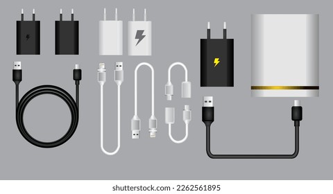 illustration of realistic charger smartphone isolated