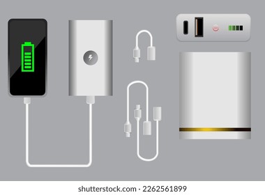 illustration of realistic charger smartphone isolated