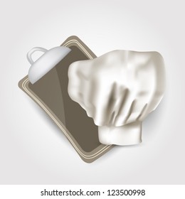 Illustration of realistic chef hat with menu board