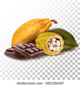 Illustration realistic cocoa on transparent